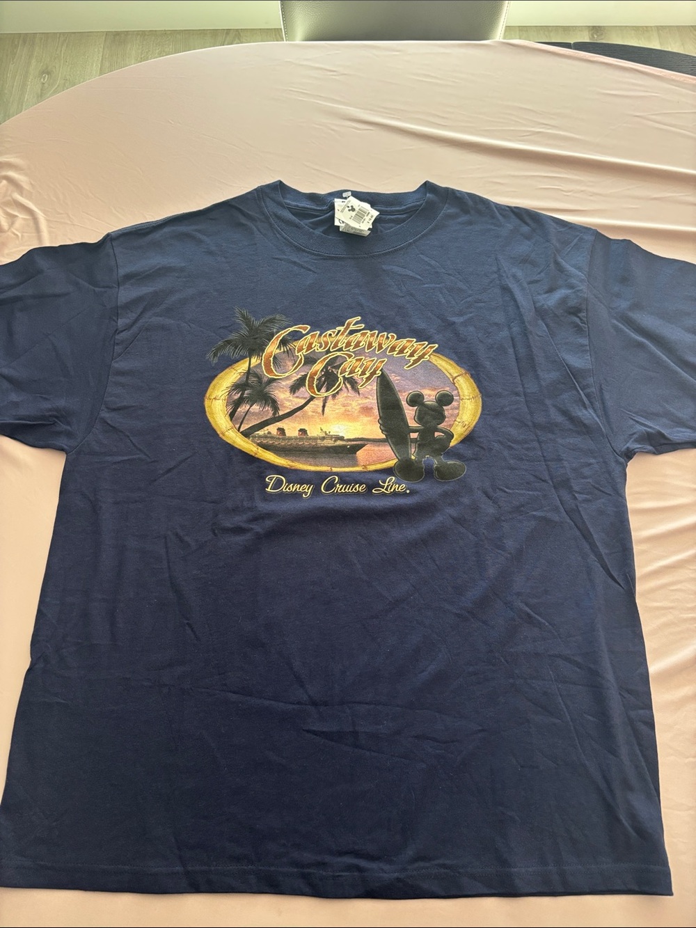 Disney Navy Blue Castaway Cay Sunset Graphic Short Sleeve Tee